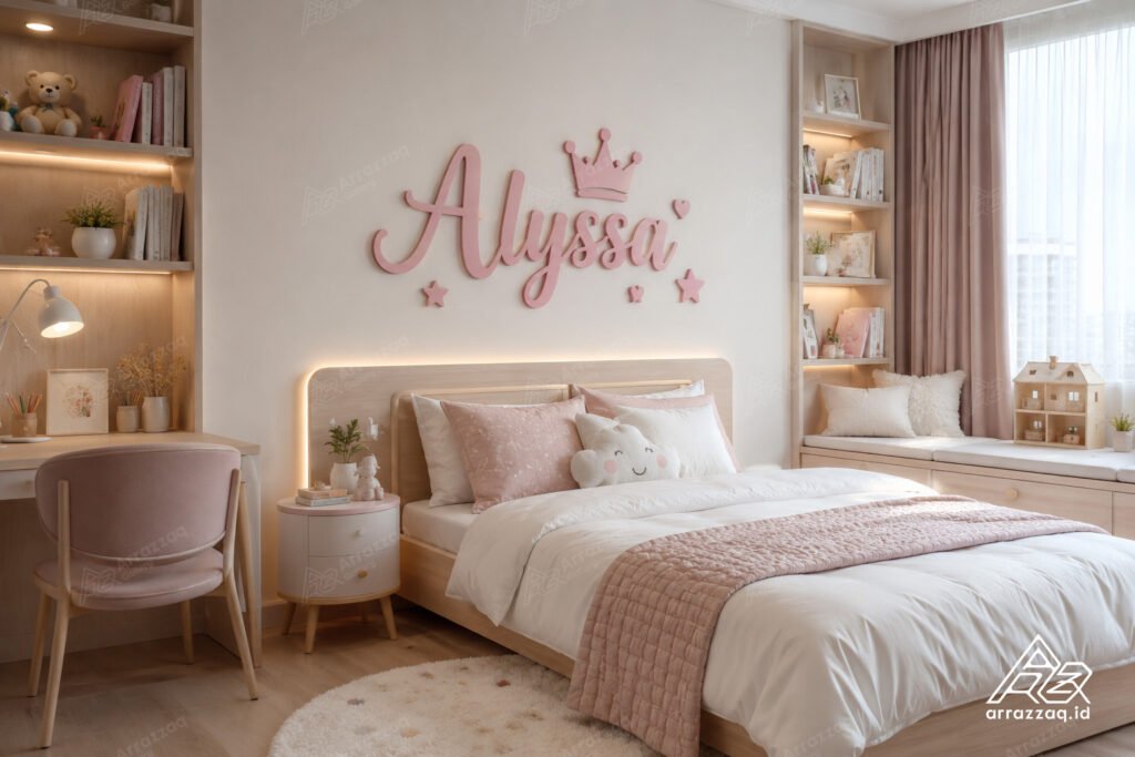 Wall decor kamar anak custom pada kamar anak bergaya minimalis