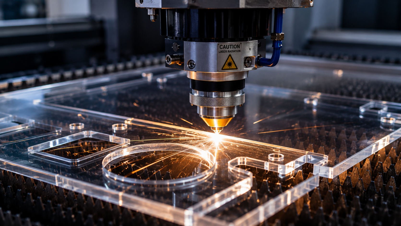 Proses laser cutting akrilik dengan hasil presisi tinggi