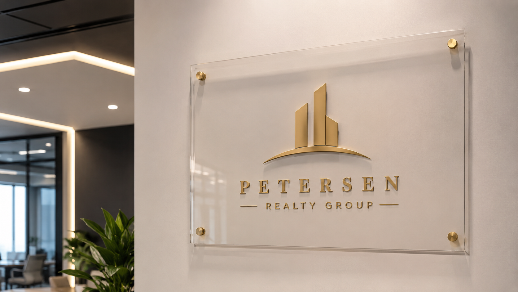 Signage akrilik elegan untuk interior kantor modern