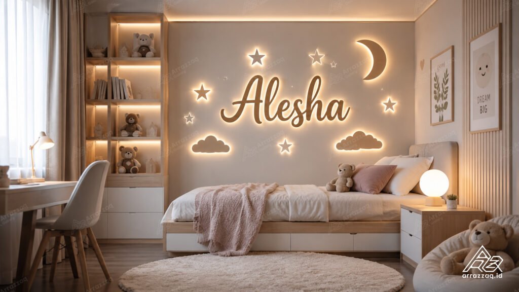 Wall decor kamar anak estetik dengan nama custom